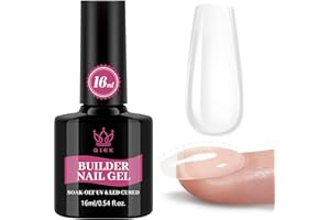 QIEK Builder Nail Gel, 7-in-One Builder for Nails Crystal Clear Strengthener Glue Apex Enhancement Extension Hard Building Gel LED Lamp Cured Rubber Base Coat for DIY Beginners& Salon Manicure 0.54 OZ