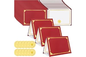 ZSMKJIAYE 90 PCS Certificate Kit Includes 30 PCS Certificate Holders 30 PCS Certificate Papers 30 PCS Gold Foil Award Seals Stickers Diploma Covers Graduation Competition Supplies (RED)