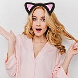 Mabor Cat Ears Headband Black Polyester Fur For Makeup Party Adult view 2