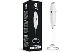 Bean Envy Milk Frother Handheld for Coffee - Electric Hand Blender, Mini Drink Mixer Whisk & Coffee Foamer Wand with Stand for Lattes, Cappuccino, Matcha and Hot Chocolate - Kitchen Gifts - White