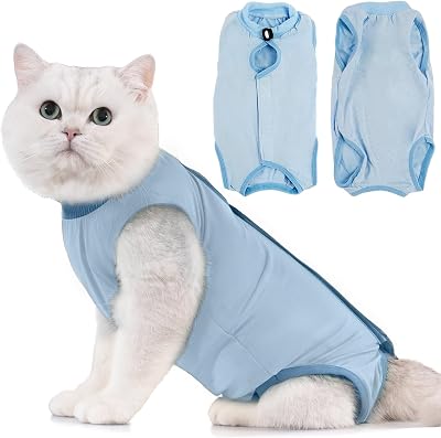Avont Cat Recovery Suit Post Surgery Elizabethan Collar Alternative Blue M