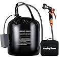 AZXJC Portable Camping Shower, 5gallons/20 liters Rechargeable air Pump Outdoor Electric Camping Shower, 8 Spray Modes, Solar Heating Black PVC airbag, Built-in Thermometer, Beach, Camping, Hiking