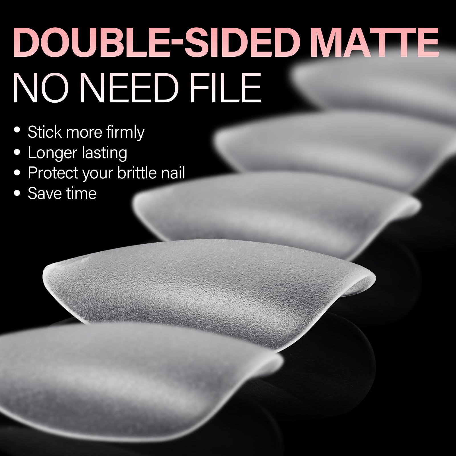 AILLSA Short Almond Nail Tips 450PCS Acrylic Gel Double-sided Matte Clear Pre-Buff Gel Nail Tips No Need Base Coat Press on Nails Tips for Extension 15 Sizes - Image 2
