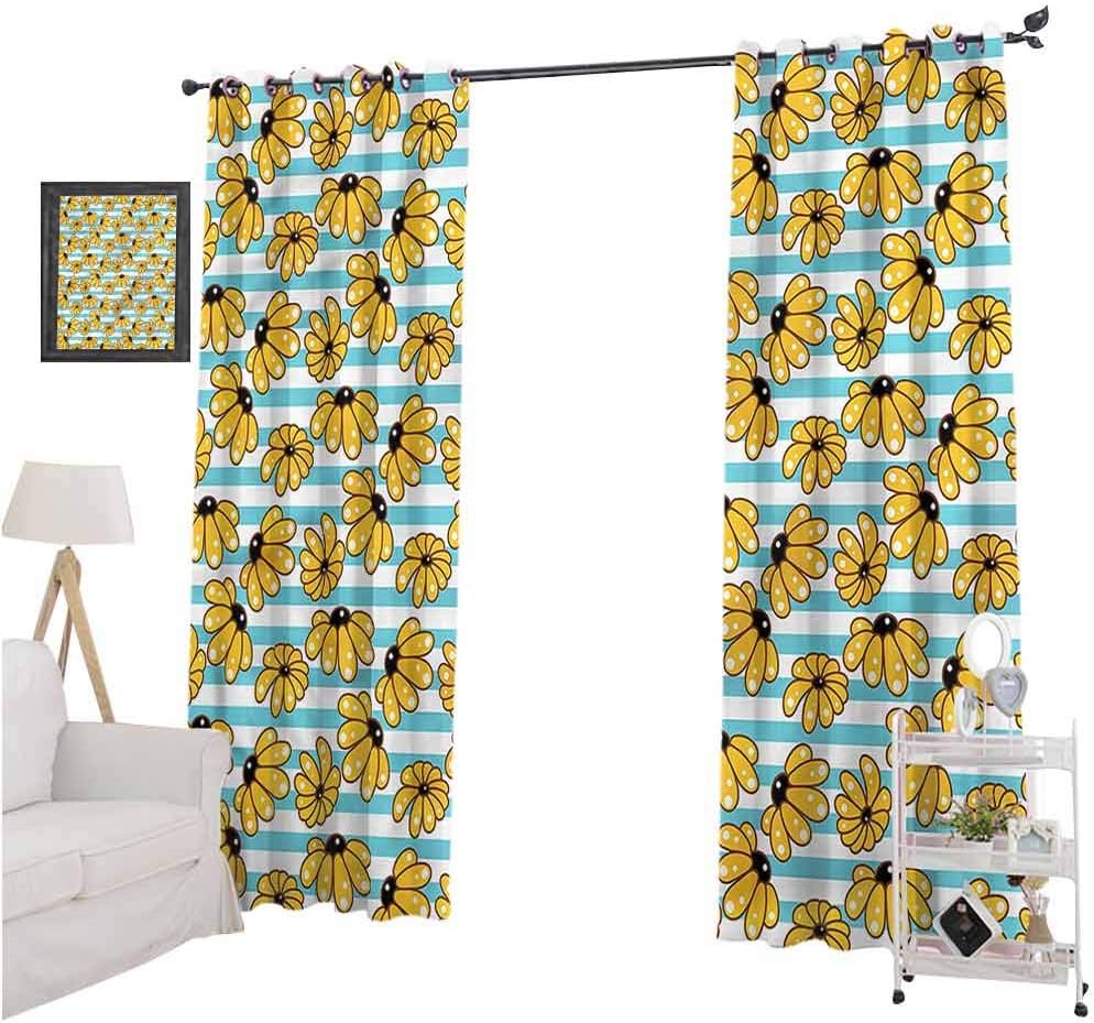 nooweihome Yellow and Blue Curtains for Living Room