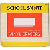 School Smart Latex-Free Non-Abrasive Soft Vinyl Eraser, 2 1/2 X 7/8 X 1/2 in, White, Pack of 20