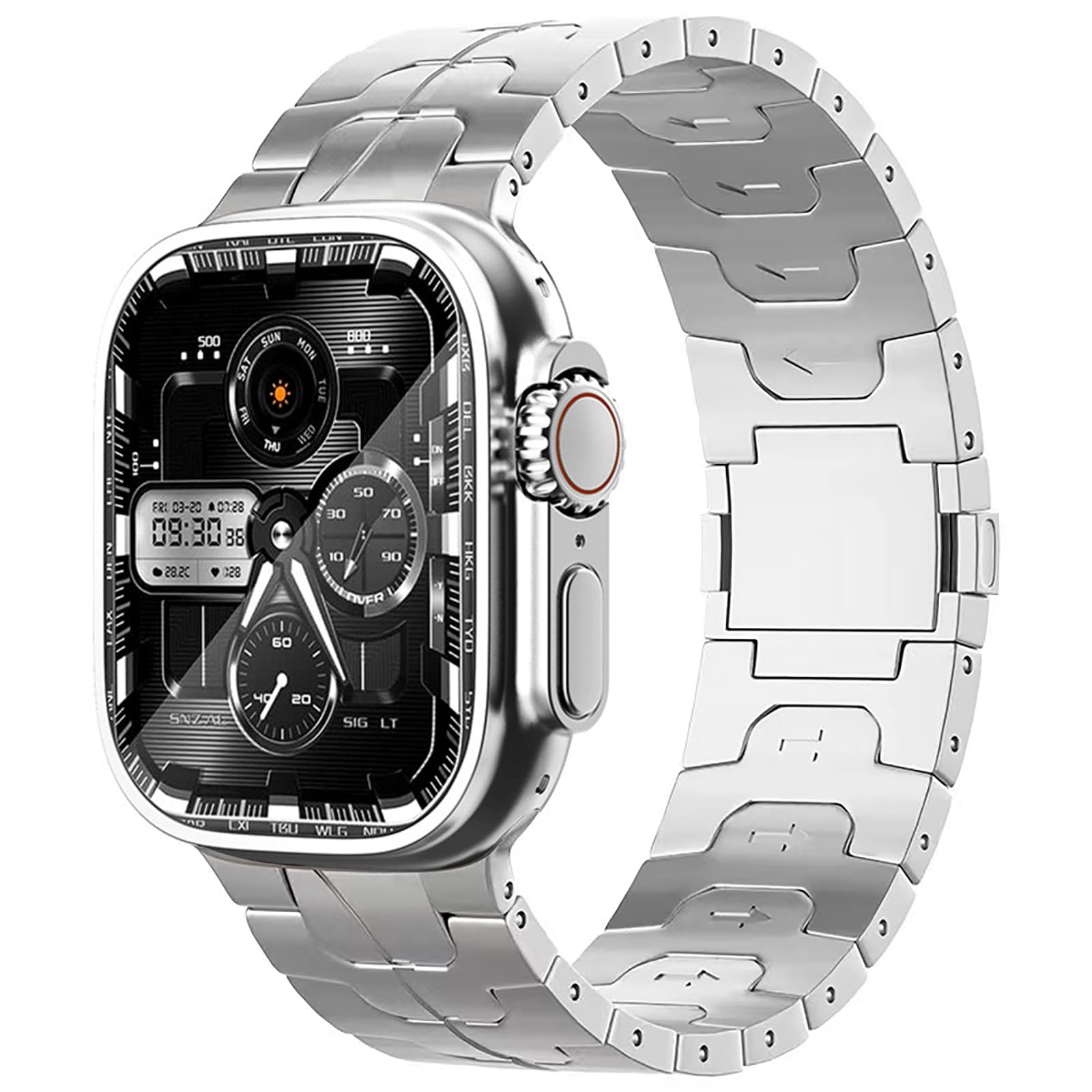 synsing Titanium Magnetic Series 10 46mm Ultra 2 Band Compatible for Apple Watch Ultra 49mm 45mm 44mm 42mm 41mm 40mm 38mm, Titanium iWatch Metal Strap - Titanium Color Matching iWatch Wristband