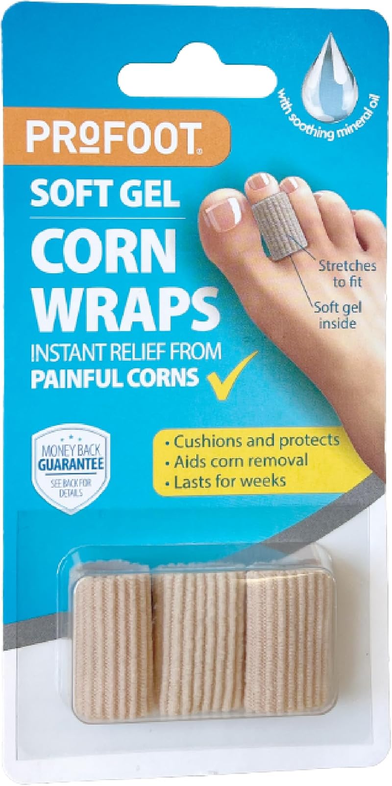 PROFOOT Soft Gel Corn Wraps Toe Protection Cushioning Relief Washable Reusable