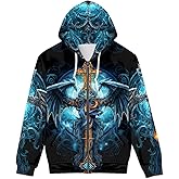 GLUDEAR Unisex Realistic 3D Digital Print Full Zip Hoodie Jackets Hooded Sweatshirt