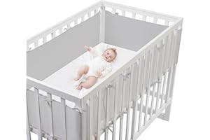 YUZEFI 4 Sides Anti-Collision Mesh Liner for Bed, Upholstered Cushioned Pads Soft Padding for Sides Padded Covers (Grey)