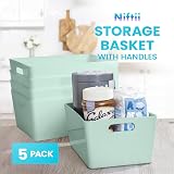 Niftii 5-Pack Plastic Storage Baskets with Handles 3.9L 17x25x11cm view 2