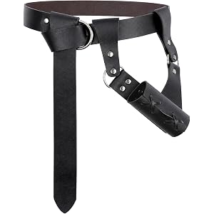 CoTeeZa Medieval Belt with Frog Holder Set - Leather Viking Waist Belt | and Sword Sheath for Renaissance Pirate Knight LARP