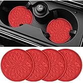 ME.FAN Car Coasters for Cup Holders [4 Pack] - 2.75In Silicone Auto Mug Mats - Universal Non-Slip Recessed Car Interior AccessoriesRed