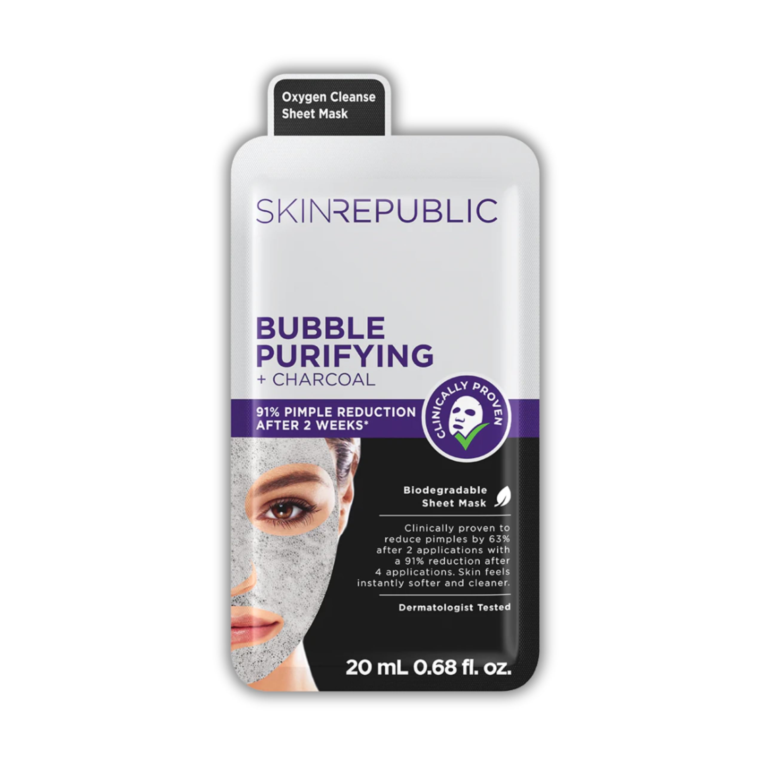 Skin Republic Bubble Purifying Face Mask | Exfoliates and Brightens Skin | Tightens Pores | For a Youthful Appearance | Made in Korea (Pack of 1)