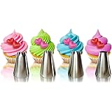 Cupcake Decorating Tip Set by Love2bake - Classic Extra Large Stainless Steel Decorating Tips - Closed Star - Open Star - French - Round/Plain