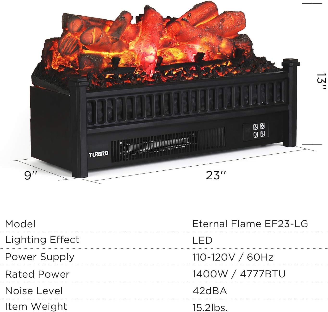 Thermostat Csa Certified Realistic Lemonwood Ember Bed Insert Turbro Eternal Flame Ef23 Lg Electric Fireplace Logs Heater With Remote Adjustable Flame Effect 23 1400w Black Heating Cooling Air Quality Stoves Fireplaces