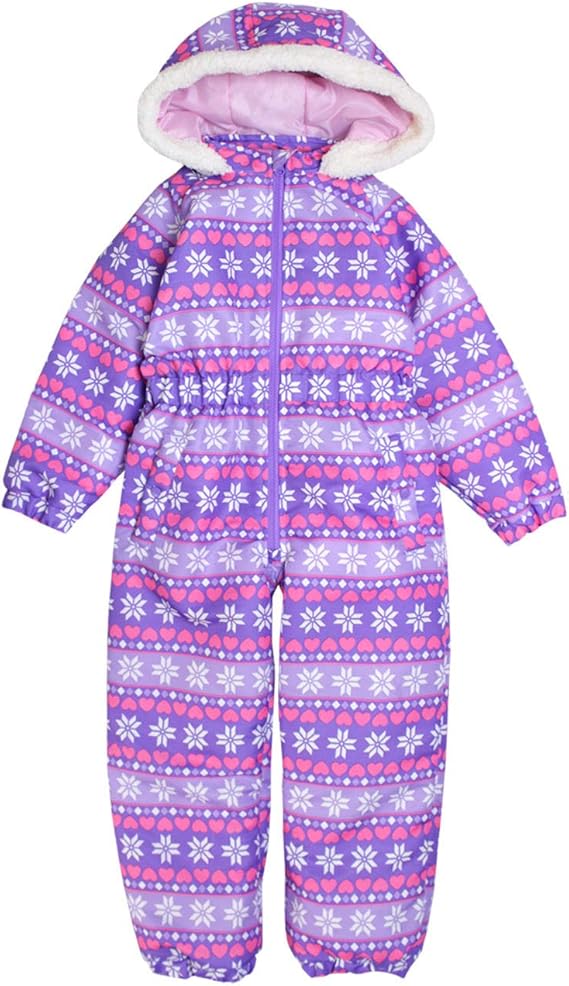 Amazon Co Jp ジャンプスーツ キッズ 女の子 防寒 スノーコンビ つなぎ 花柄 雪柄 ラベンダー N 100cm 服 ファッション小物