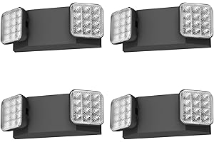 Spectsun Lighting 4 Packs Black Led Exit Sign with Emergency Lights &Battery Backup -Adjustable Hardwired 2 LED Head-UL Certified-120-277VAC/Commercial Emergency Lights Fixtures for Home/Business.