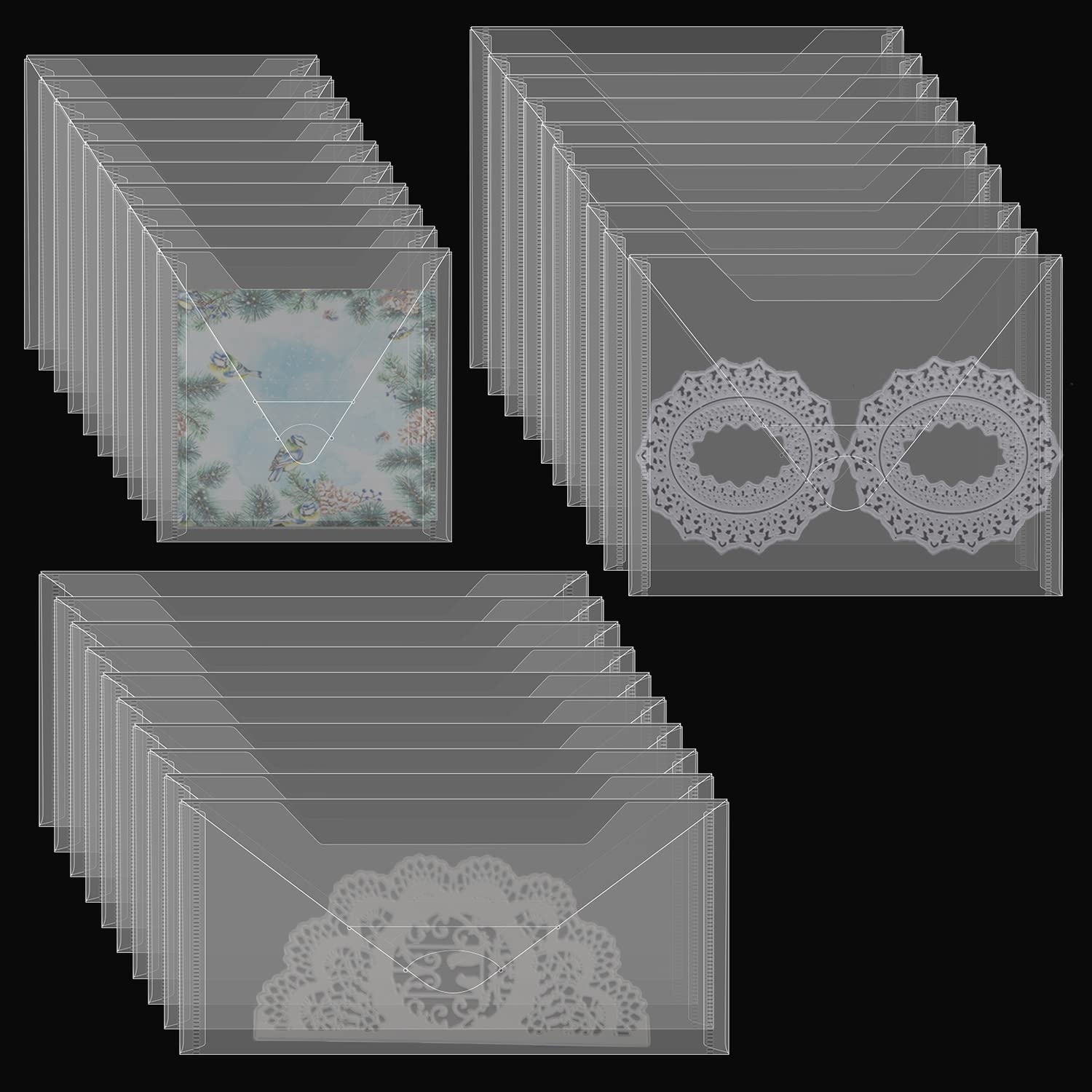 30 Pcs Stamp & Die Storage Pockets 3 Size Resealable Clear Plastic Seal Bags Storage Case for Cutting Dies Stencil Album Stamp Crafts for DIY Scrapbooking Paper Card Craft Cutting Dies Storage