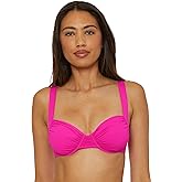 Becca Womens Color Code Shirred Underwire Bikini Top, Adjustable, Tie Back, Swimwear Separates for Women