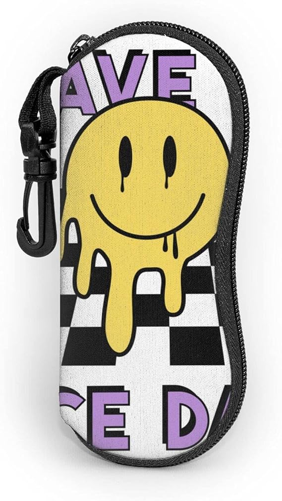 Amazon 眼鏡ポーチ 防滴 傷防止 アクセサリーケース 幸せそうな顔のベクトルアートイラスト 滴る笑顔の顔のアイコン ファッション サングラスバッグ ジッパータイプ 旅行ショッピングファッションを学ぶ 服 ファッション小物 通販