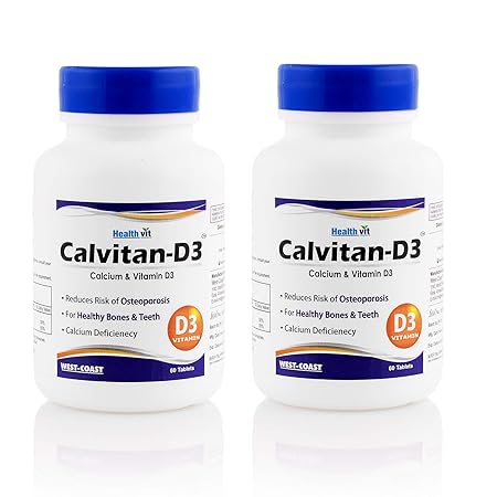 Healthvit Calvitan-D3 Calcium and Vitamin D3 - 60 Tablets (Pack of 2)