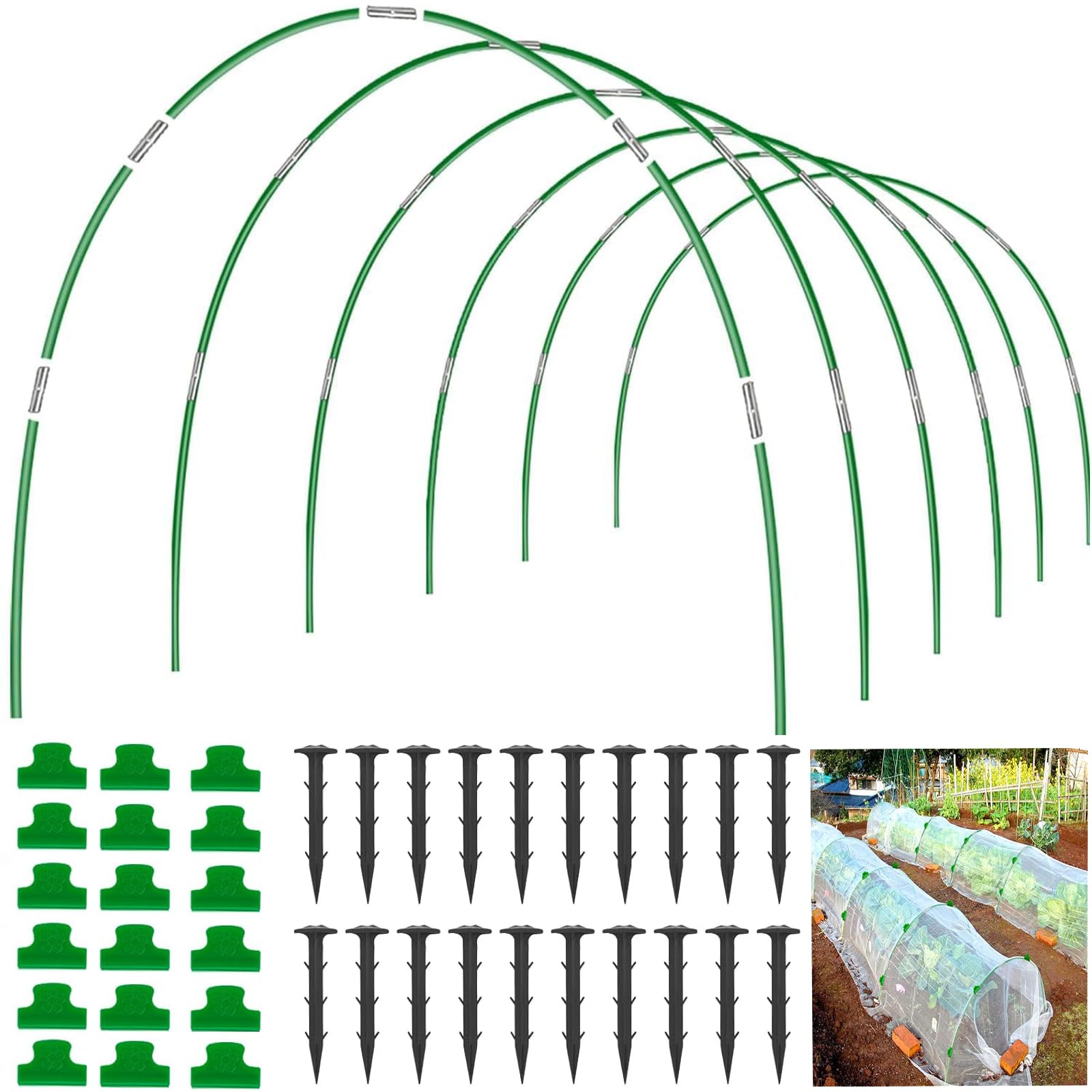 OAHAO Garden Hoops for Raised Beds Row Cover 6 Sets of 2.4M Long Garden Hoops, Greenhouse Hoops Grow Tunnel for Garden Netting Raised Bed Plant Shade Cloth Row Cover for Outdoor Plant