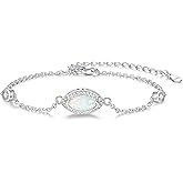 Urn Bracelet for Ashes for Women 925 Sterling Silver - Cremation Paved Oval Cubic Zircon/Opal/Infinity Heart Rose Gold Memorial Jewelry Bereavement Keepsake Locket Gifts for Loss of A Loved One
