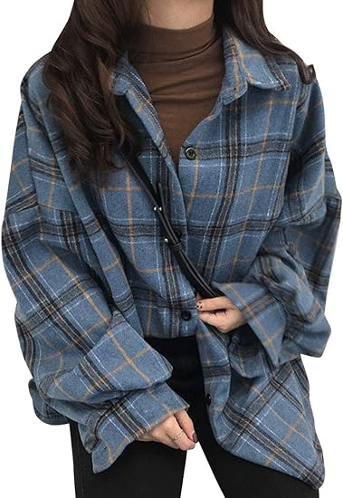 Amazon タイムスリップ チェックシャツ シャツ ネルシャツ ロング チェック 長袖 カーディガン 羽織 ゆったり カジュアル 襟 シャツ ブラウス 通販