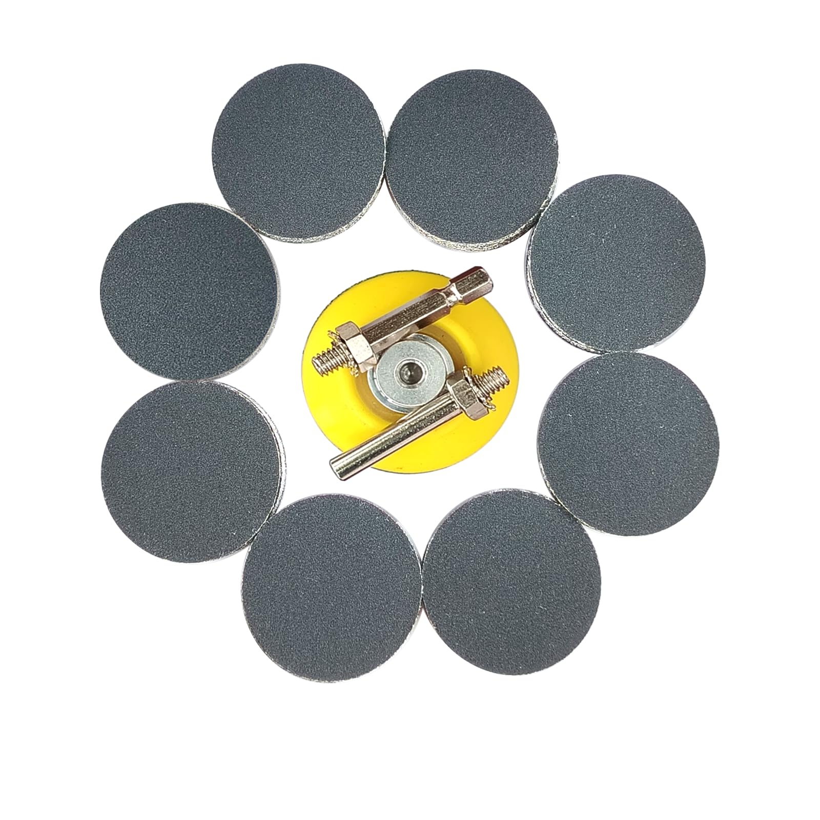 Wanmutrun 50MM Waterproof Sandpaper Hook and Loop 100pcs Grit 220 Silicon Carbide Discs Suitable for Small Polishing Machines