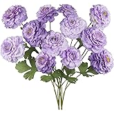 GhuaH 2 Pcs Artificial Flowers Spring Summer Purple Zinnia Silk Flowers with Long Stems Zinnia Elegans Artificial Flowers for Outdoors Floral Arrangements Table Centerpieces Wedding Party Home Decor