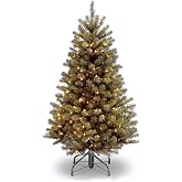 National Tree Company 4.5ft Pre-Lit North Valley Spruce Christmas Tree | 200 Clear Lights, 398 Tips, Includes Stand, Artificial, Green
