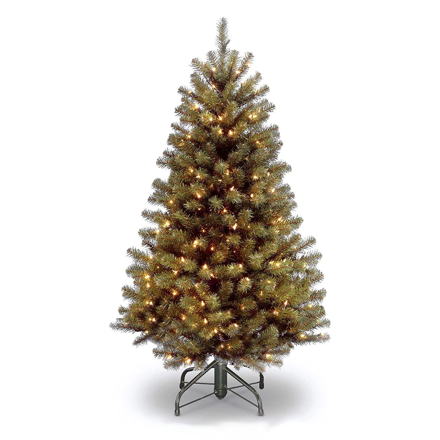 Photo 1 of **The photo and description are for reference only***National Tree Company 4.5 ft Pre-Lit North Valley Spruce Artificial Christmas Tree, 200 Clear Lights, 398 Tips, Includes Stand, Green