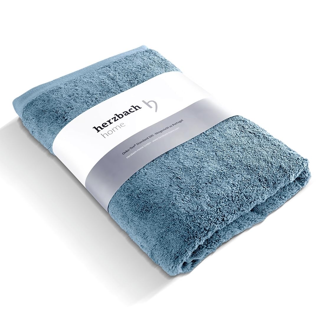 Herzbach Home Premium Quality 100% Egyptian Cotton Luxury Bath Towels 100 x 150 cm 600 g/m Extra Soft, Cotton, grey, 100 x 150 cm