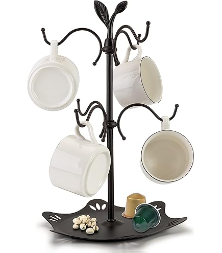 Arbre à Tasses Comptoir - Support 4 Tasses Style Bronze Pour Café Et Thé