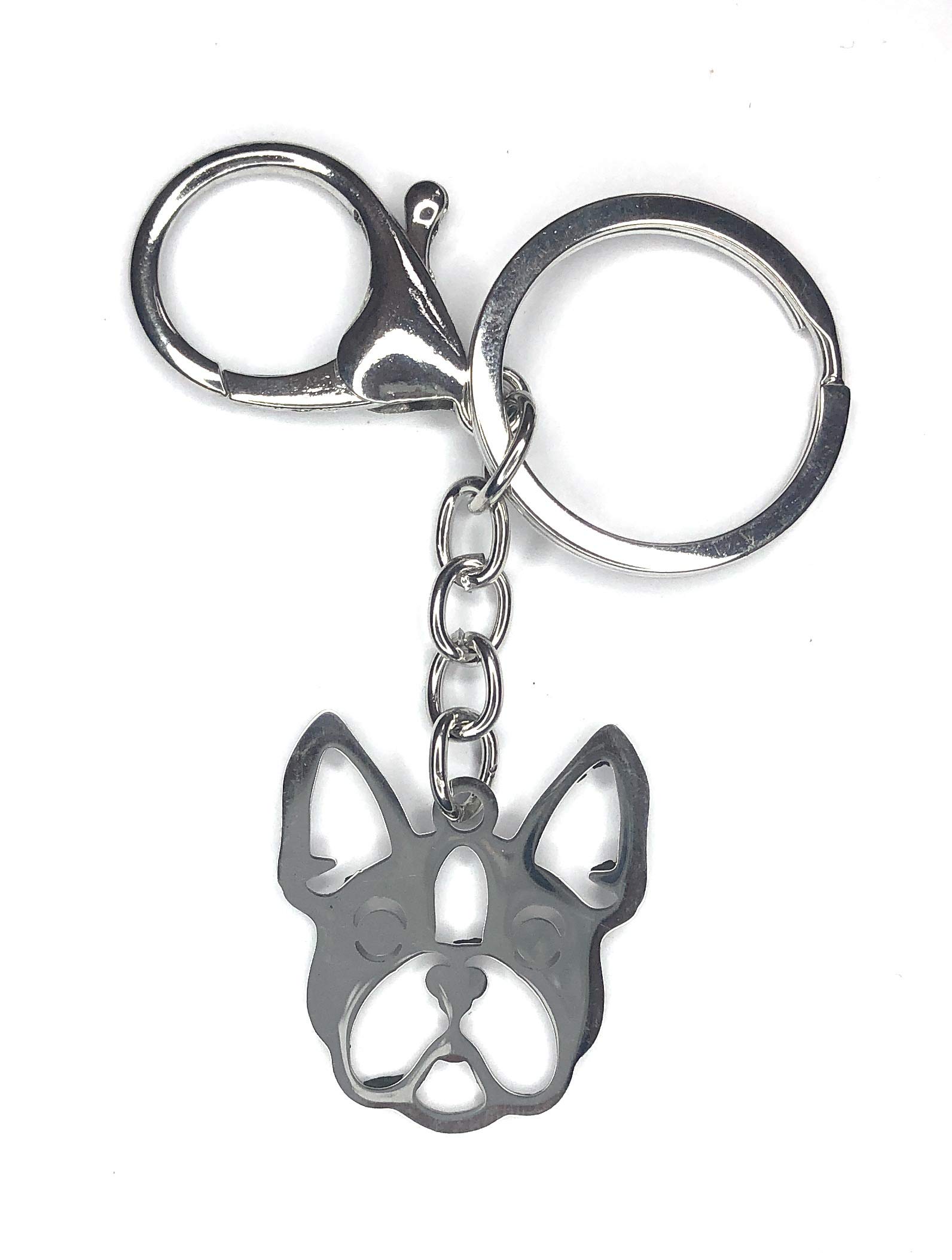 FizzyButton Gifts French Bulldog Silver Tone Keyring Key Ring and Lobster Clasp with Stainless Steel Charm