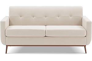 Weture 65" Loveseat Sofa, Mid Century Modern Love Seat Couches for Living Room, Comfy Upholstered Sofa Couch for Bedroom, Tufted Design 2 Seater Love Seat Sofa for Small Spaces (Linen-Beige)