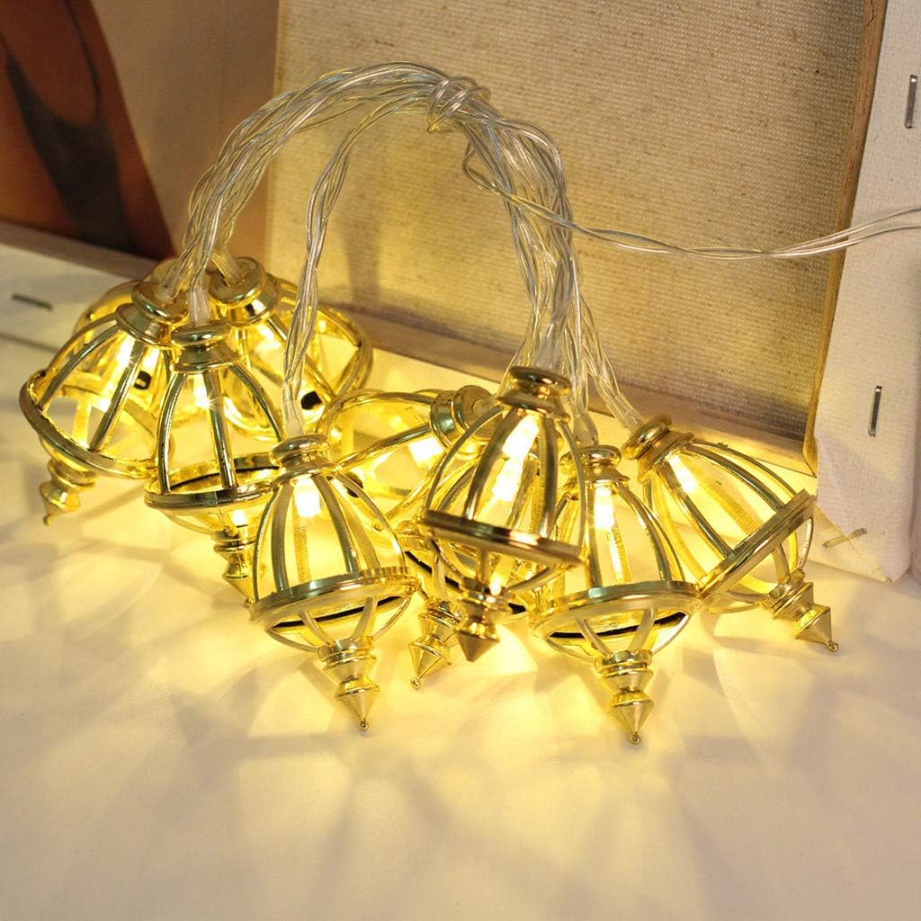 Ramadan and Eid Decor Lights LED Lights, Eid al-Fitr Decorative Ramadan Kareem Light String Eid Mubarak Muslim Ramadan Moon Star Plate Pendant Decoration Ornamen Creative DIY Home Party (3M 20 Light)