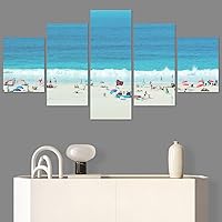 SIGNWIN 5 Panel Canvas Wall Art Aerial Beach Beach Coastal Cool Minimalism Multicolor Photography Relax/Calm for Home Decorations Ready to Hang - 60