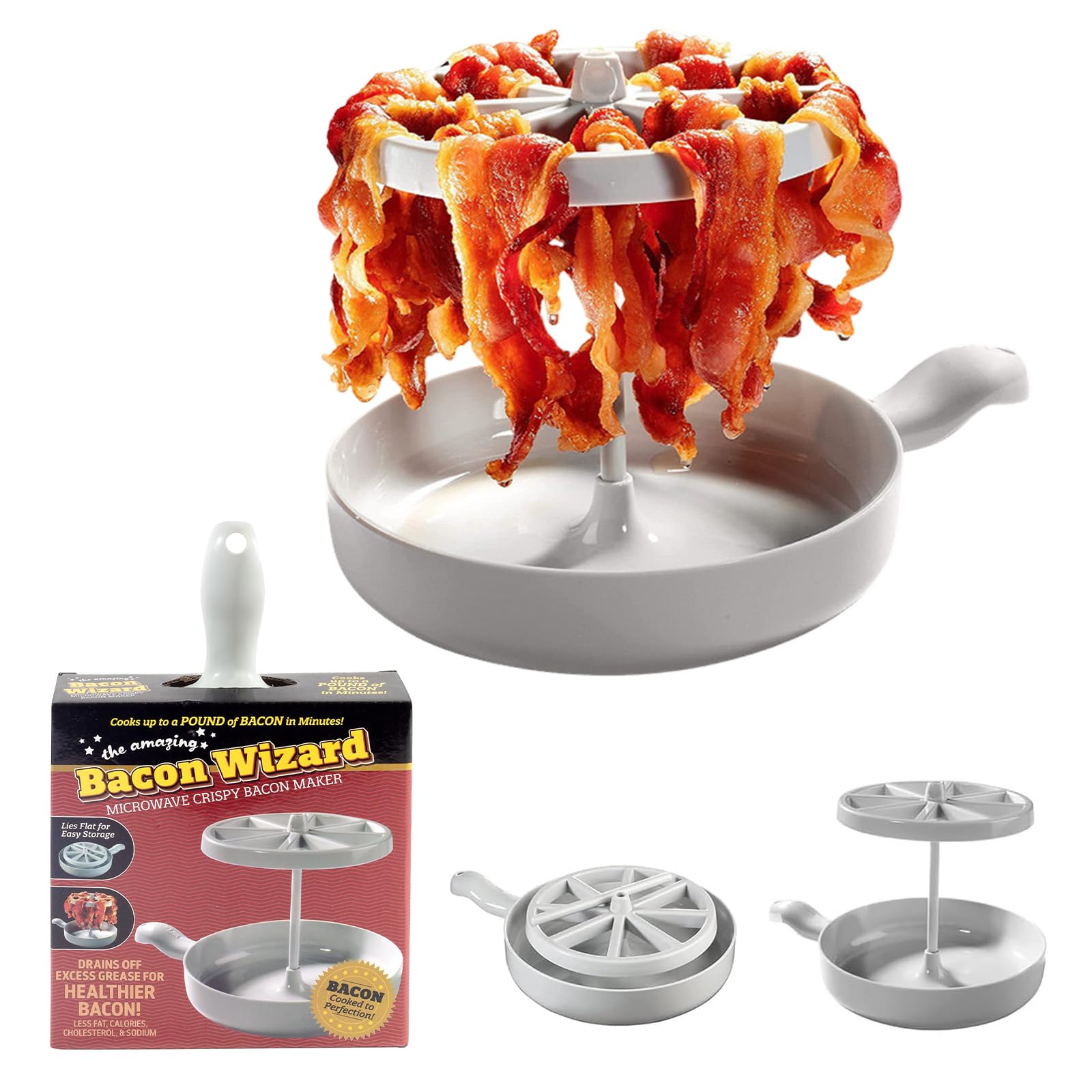 SHENGYIG Mikrowelle Speckkocher, Vertikal Mikrowelle-Speckschale, Abnehmbar Speck-Mikrowellenschale, mit Griff Mikrowellen Speckgitter, für Grillen von Speck, Erhitzen von Gemüse