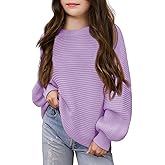 Haloumoning Girls Sweaters Long Sleeve Crewneck Pullover Jumper Cute Winter Knit Blouse Tops 7-14 Years