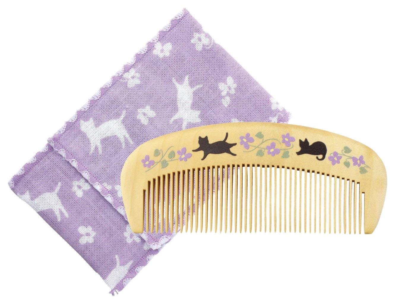 Kurochuku Tsubakido Moisture Tsubaki Comb with Case (Black Cat)