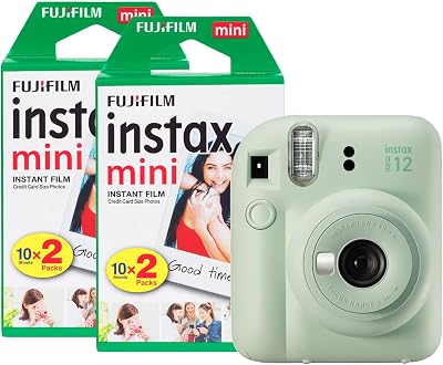 INSTAX Fujifilm Mini 12 Instant Camera Mint Green with 40 Shot Film Pack