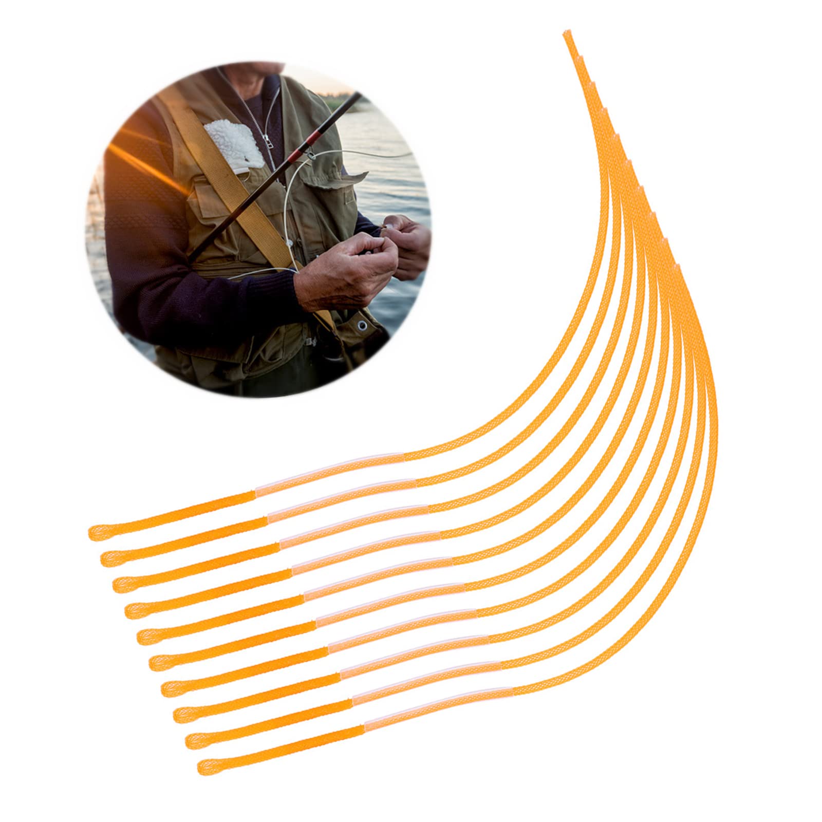 30LB/50LB Fly Fishing Loops Connector Line, 10PCS Fishing Fly Loop High Strength Line Connector for Fly Fishing Accessory(Yellow 30LB)