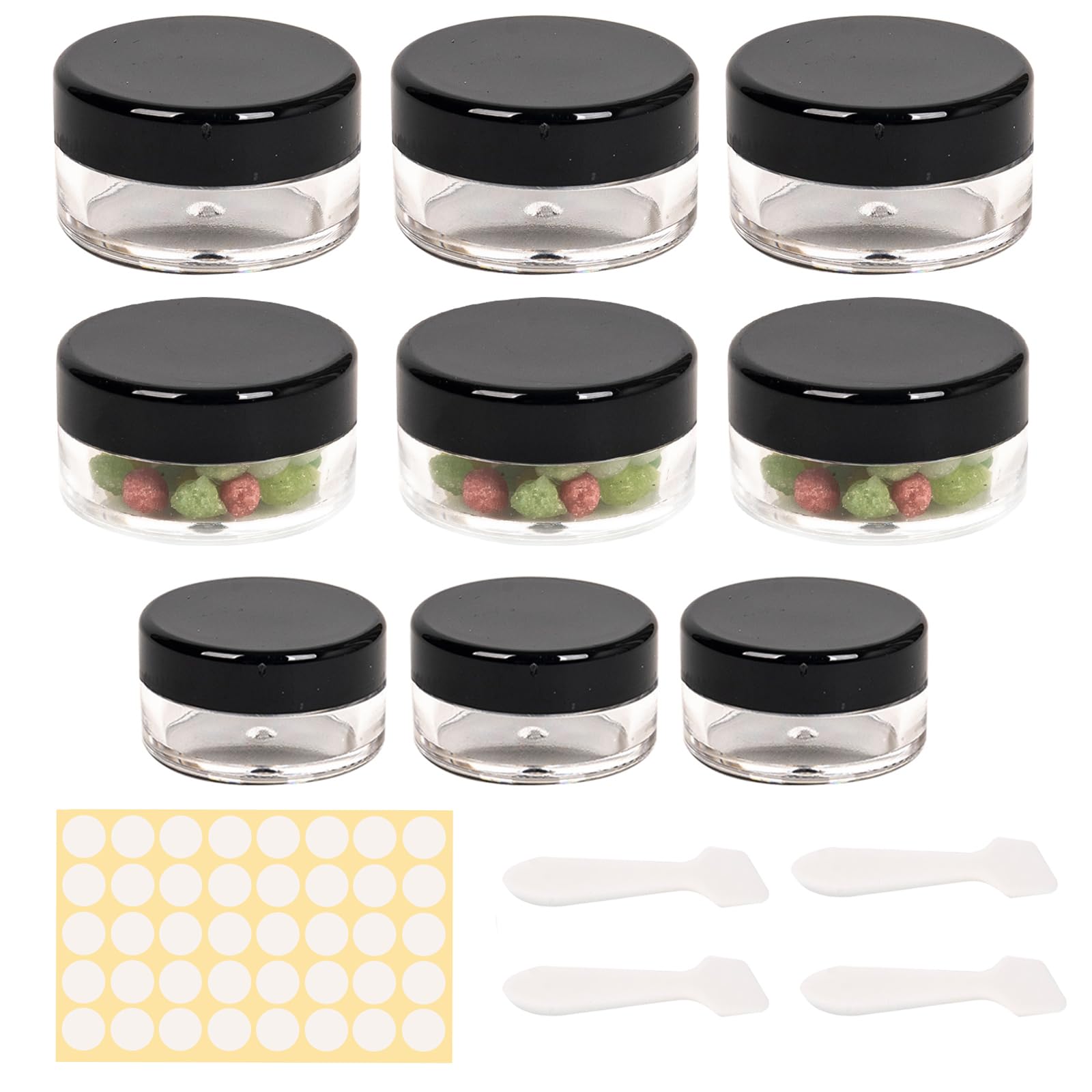 Empty Plastic Cosmetic Jars and Sample Containers, Makeup Containers, Travel Cream and Small Travel Pots (Black/6pcs 20ml, 3pcs 10ml)