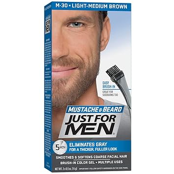 Just For Men Mustache & Beard Brush-In Color Gel Light-Medium Brown M30