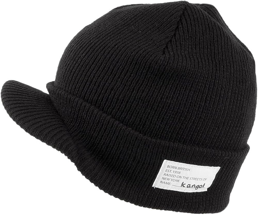 Kangol Peaked Beanie Hat Black Black 1Size Amazon.co.uk Clothing