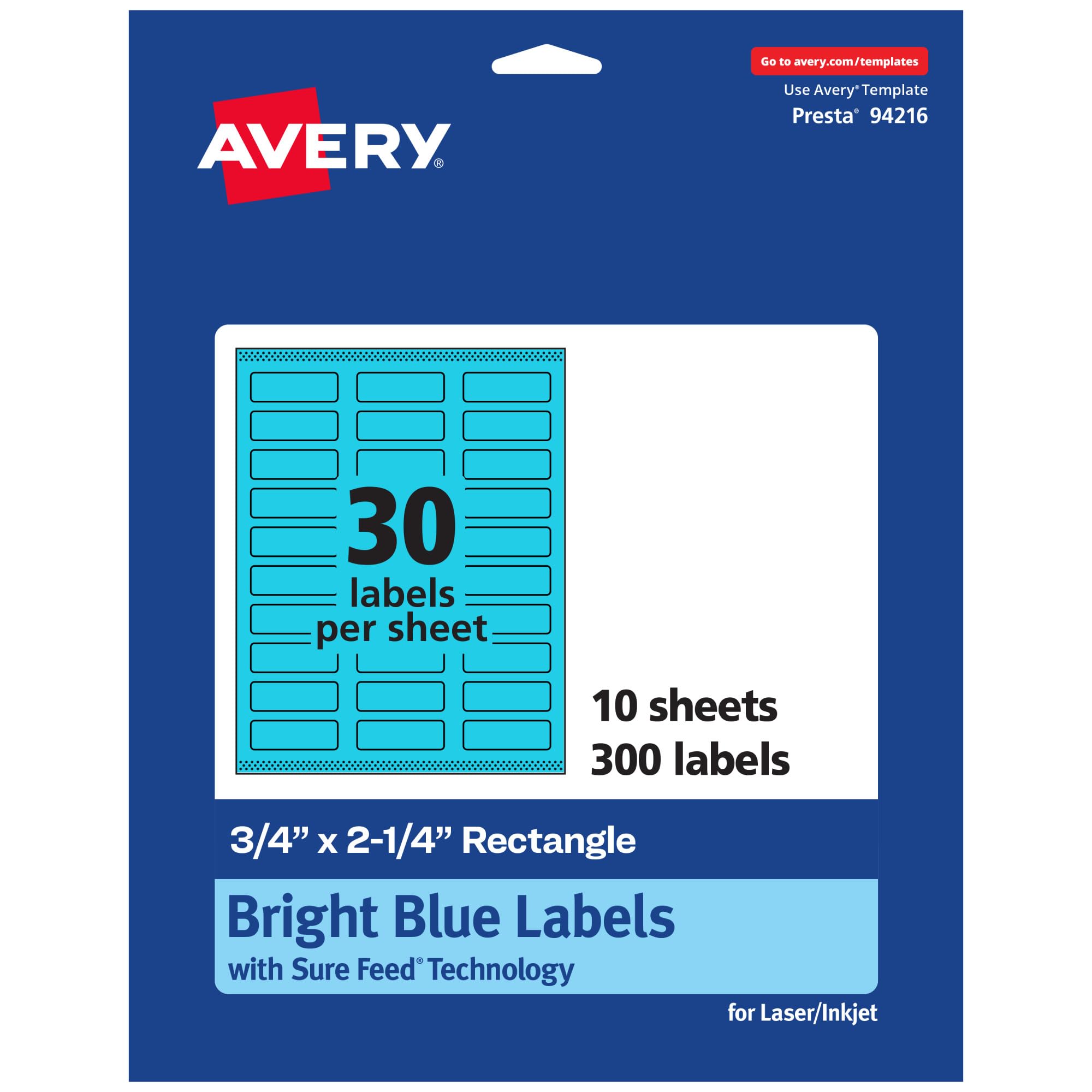 Photo 1 of *MISSING PARTS UNKNOWN*
Avery Printable Rectangle Labels, Sure Feed Technology, 3/4" x 2-1/4", Bright Blue Labels, Print-to-The-Edge, Laser/Inkjet Printable, 300 Total, Great for Mailing