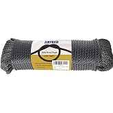5/16 in 100 FT Polyester Black Solid Braid Rope Polyester Rope High UV and Abrasion Resistance, Multi-Purpose for Outdoor for Camping