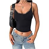 Verdusa Women's Lace Camisole Tops Rave Club Going Out Slim Fit Crop Top Festival Outfits