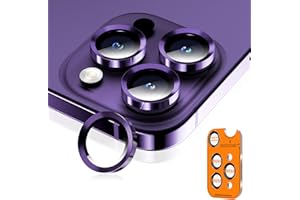 Wumigoo Camera Lens Protector for iPhone 16 Pro Max/16 Pro/15 Pro Max/15 Pro/14 Pro Max/14 Pro, Sapphire Glass Metal Individual Camera Cover Screen, Anti-drop, Scratch Resistant, Case Friendly- Deep Purple